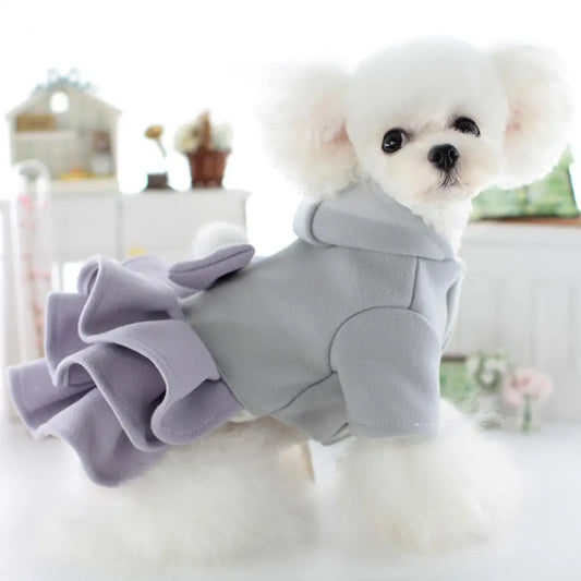 Bow-Tie Multi-Layer Pet Hoodie Dress – Cozy Winter Outfit for Dogs & Cats