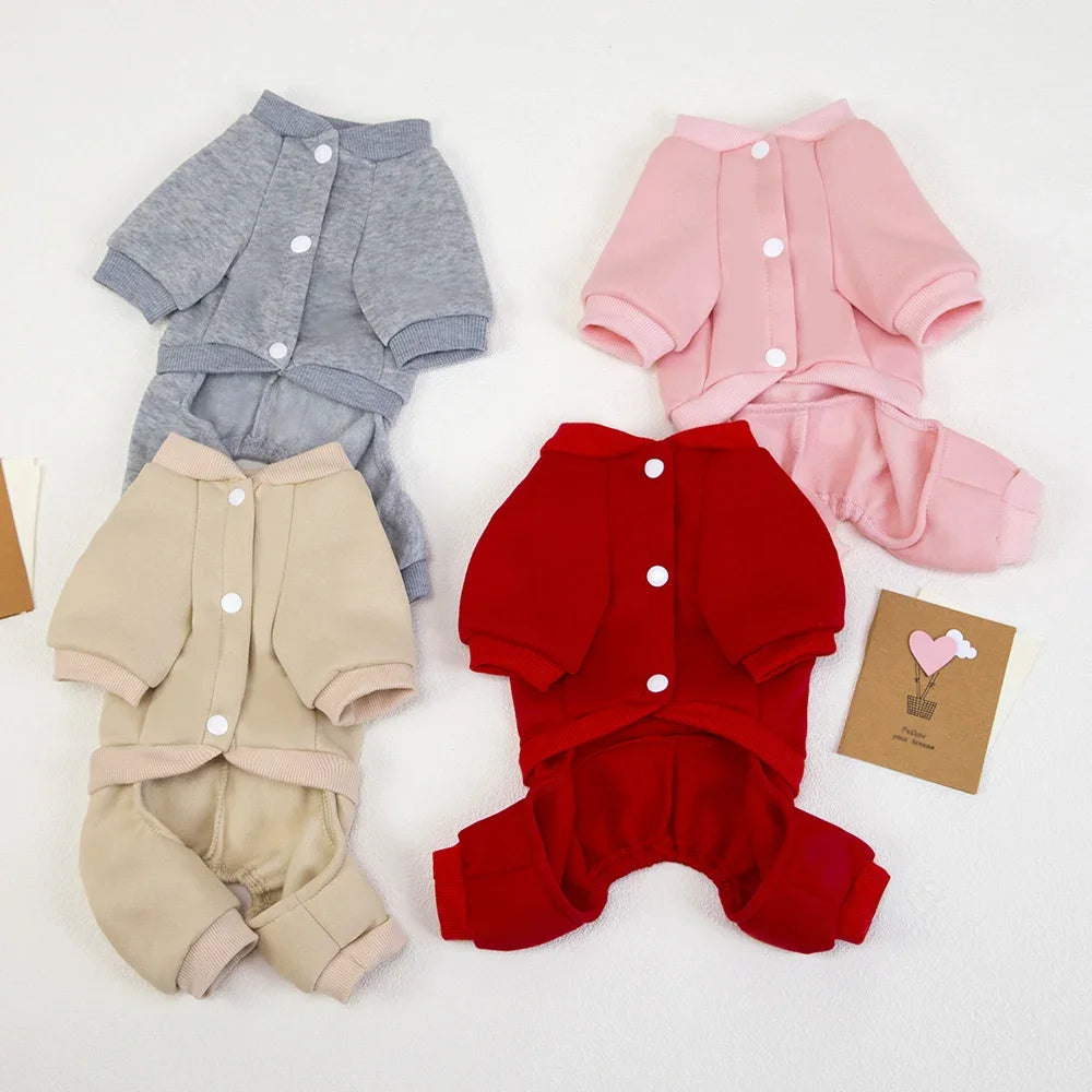 Warm Fleece Pet Jumpsuit – Thickened Winter Hoodie for Dogs & Cats