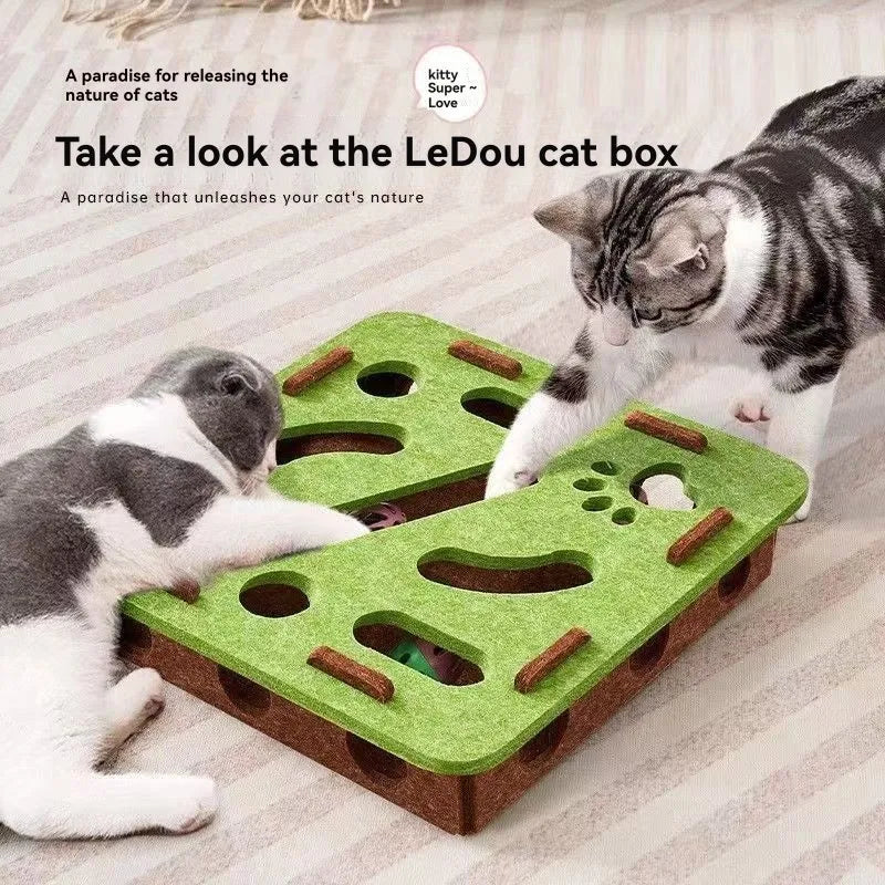 Interactive Cat Maze – Felt Play Box with 3 Bells