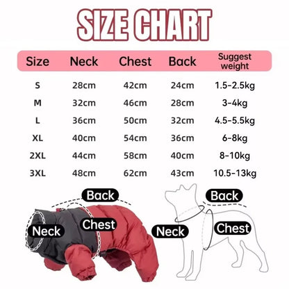 Graphene Insulated Pet Winter Jumpsuit – Waterproof Padded Four-Leg Coat for Dogs & Cats