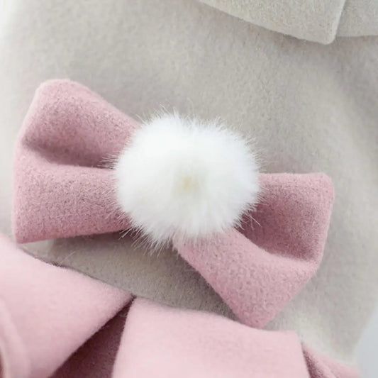 Bow-Tie Multi-Layer Pet Hoodie Dress – Cozy Winter Outfit for Dogs & Cats