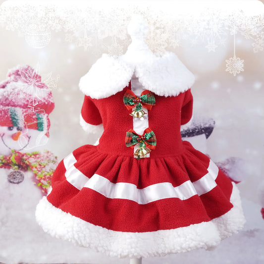 Cute Santa Christmas Pet Dress – Warm Holiday Costume