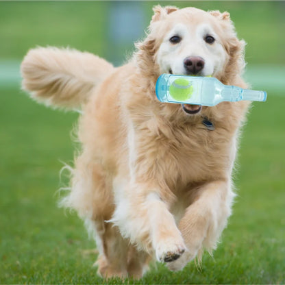 Beer Bottle Pet Chew Toy with Tennis Ball – Squeaky Interactive Toy for Dogs & Cats