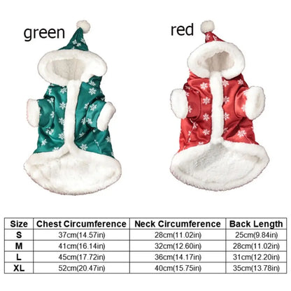 Snowflake Christmas Pet Jumpsuit – Thickened Plush Hooded Coat for Dogs & Cats