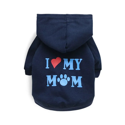 Mommy Print Fleece Pet Hoodie – Thick Warm Coat for Dogs & Cats