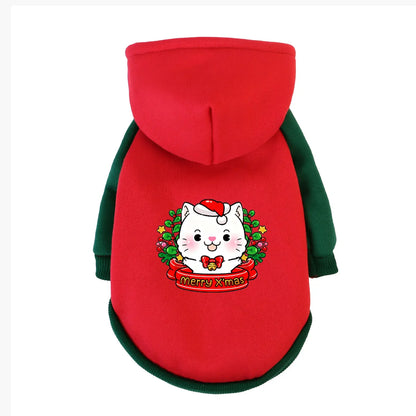 Christmas Cotton Pet Hoodie – Warm Winter Sweatshirt for Dogs & Cats