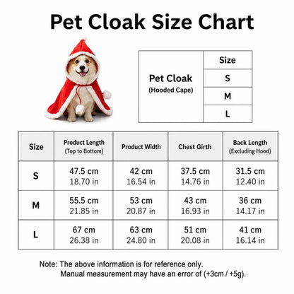 Plush Christmas Pet Cape – Adjustable Red Holiday Cloak for Dogs & Cats