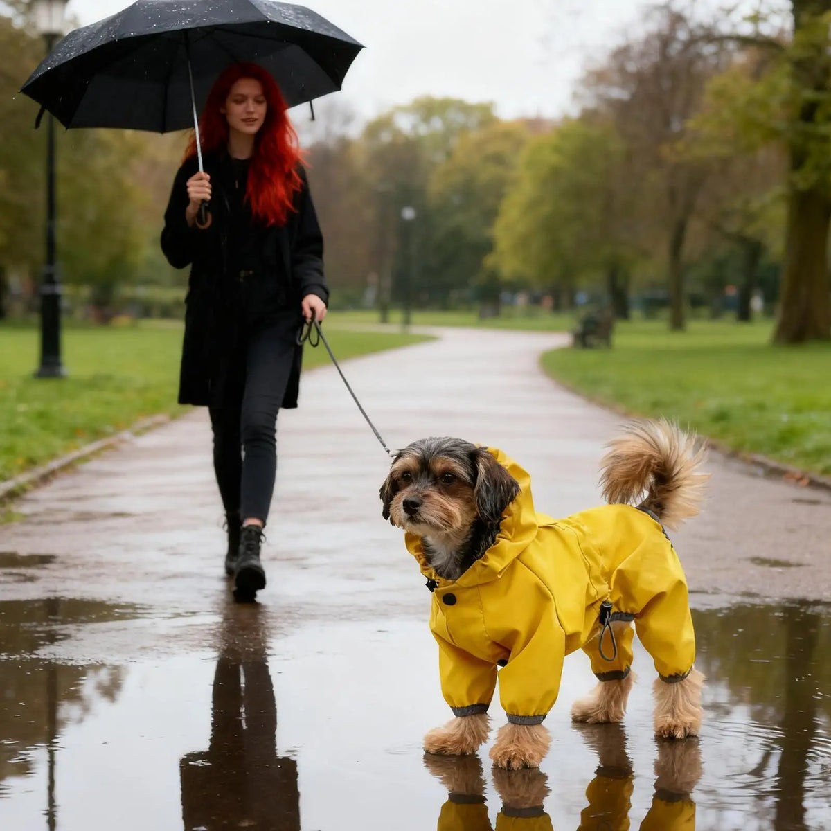 High-Visibility Waterproof Dog Raincoat – Adjustable Hooded Rain Jacket