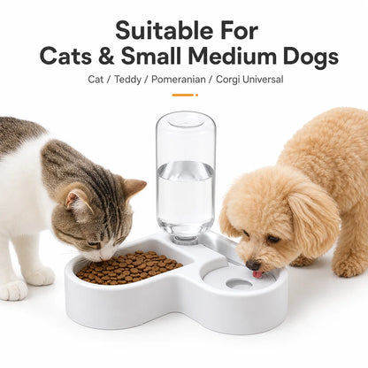 2-in-1 Gravity Pet Feeder & Water Dispenser – Space-Saving Corner Bowl