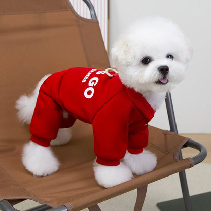 Warm Fleece Pet Jumpsuit – Thickened Winter Hoodie for Dogs & Cats