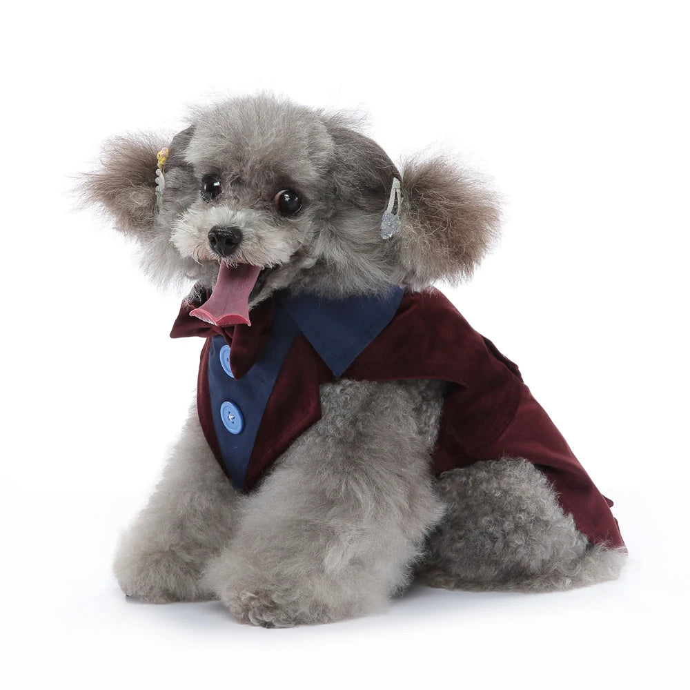 Formal Pet Tuxedo with Bow Tie – Wedding & Party Suit for Dogs & Cats