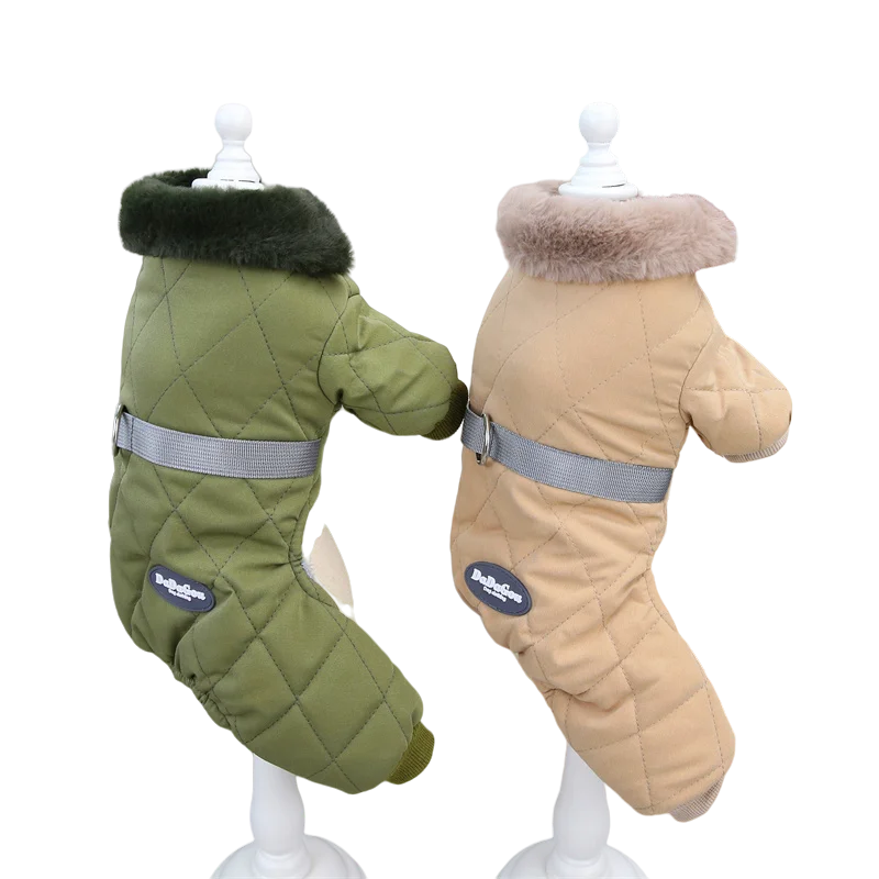 Thickened Waterproof Dog Winter Jumpsuit – Warm Hooded Coat for Small & Medium Dogs