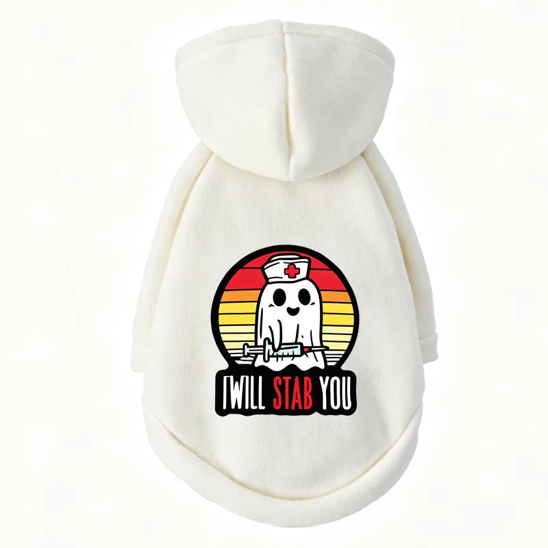 Ghost Print Halloween Pet Hoodie – Warm Fall & Winter Sweatshirt for Dogs & Cats