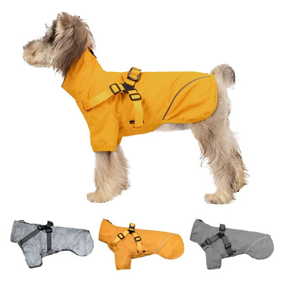 Waterproof Reflective Dog Raincoat with Harness – Outdoor Rain Jacket