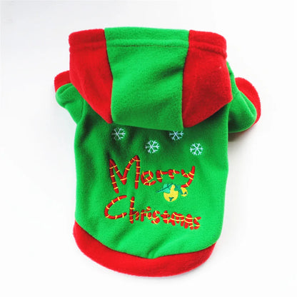 Christmas Fleece Pet Hoodie – Warm Holiday Sweater for Dogs & Cats
