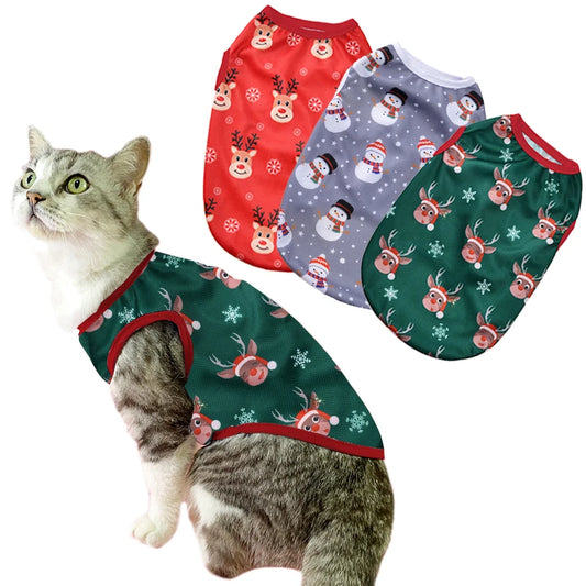 Christmas Cotton Pet Vest – Festive T-Shirt for Dogs & Cats