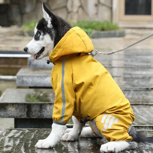 Lightweight Reflective Dog Rain Jacket – Waterproof Hooded Coat with Leash Hole