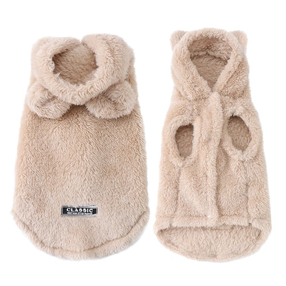 Rabbit Ear Fleece Pet Hoodie – Soft Plush Winter Coat for Dogs & Cats