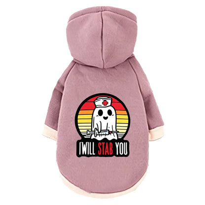 Ghost Print Halloween Pet Hoodie – Warm Fall & Winter Sweatshirt for Dogs & Cats