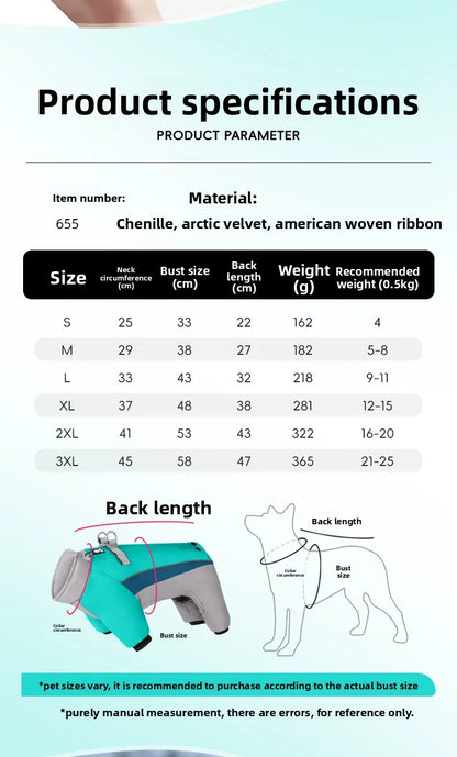 Arctic Velvet Lined Pet Winter Jumpsuit – Warm Reflective Waterproof Coat for Dogs