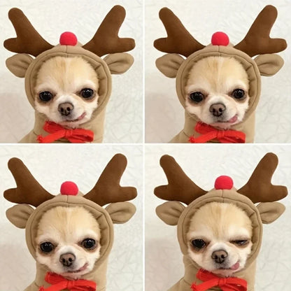 Christmas Reindeer Pet Sweater – Hooded Antler Costume for Dogs & Cats