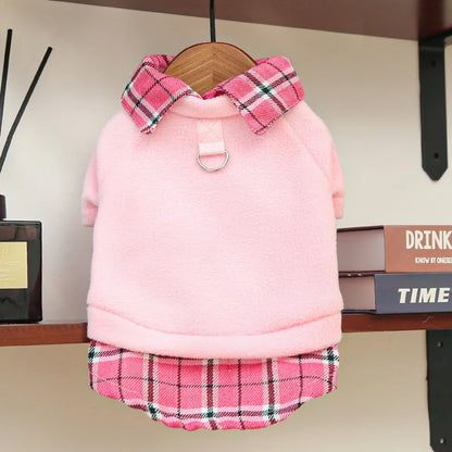 Bear Print Plaid Pet Hoodie – Cozy Autumn Sweatshirt for Dogs & Cats