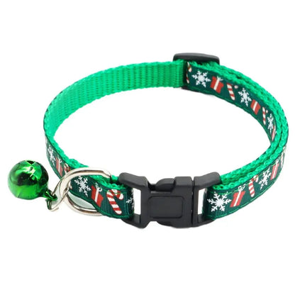 Christmas Cat Collar with Bell – Adjustable Snowflake & Reindeer Pet Collar