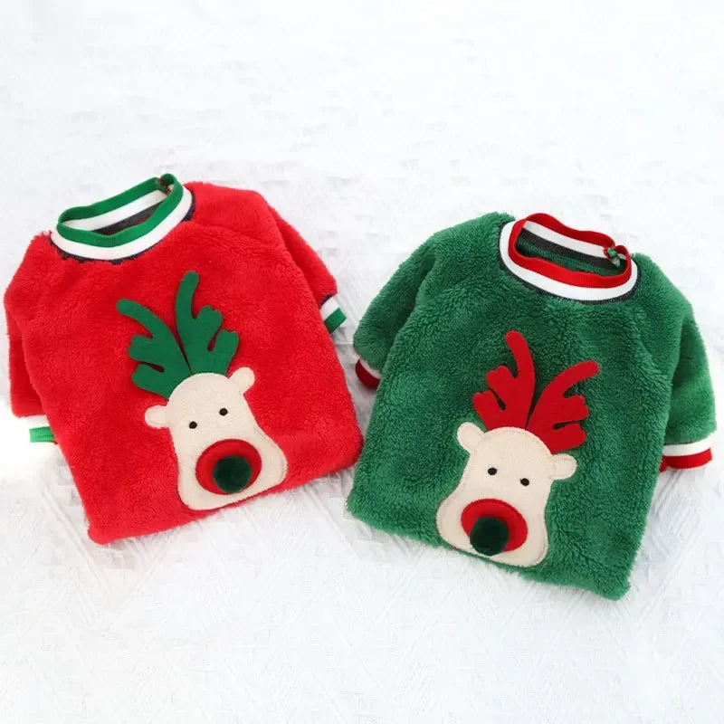 Christmas Reindeer Pet Hoodie – Warm Winter Costume
