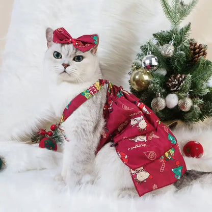 Christmas Plaid Pet Dress – Classic Holiday Party Outfit for Dogs & Cats
