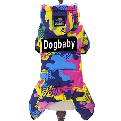 Thickened Waterproof Dog Winter Jumpsuit – Warm Hooded Coat for Small & Medium Dogs