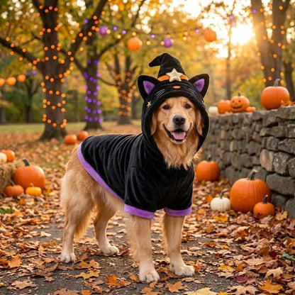 Wizard Witch Pet Costume – Halloween Transformation Hoodie for Dogs & Cats