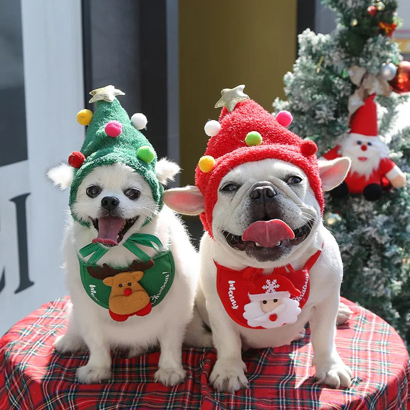 Funny Christmas Pet Hat & Bandana – Santa Cosplay Costume