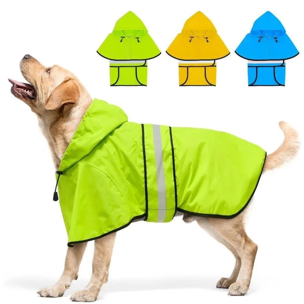 Waterproof Reflective Dog Raincoat – Adjustable Hooded Rain Jacket