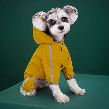 PU Waterproof Pet Raincoat – Reflective Hooded Jacket for Dogs & Cats