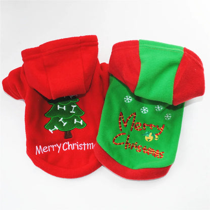 Christmas Fleece Pet Hoodie – Warm Holiday Sweater for Dogs & Cats