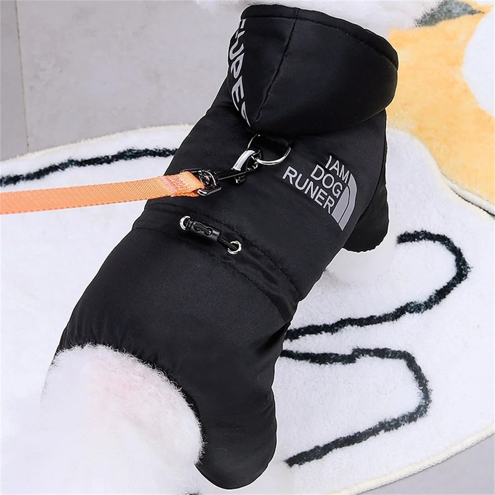 Thickened Waterproof Dog Winter Jumpsuit – Warm Sport Hoodie for Small Dogs