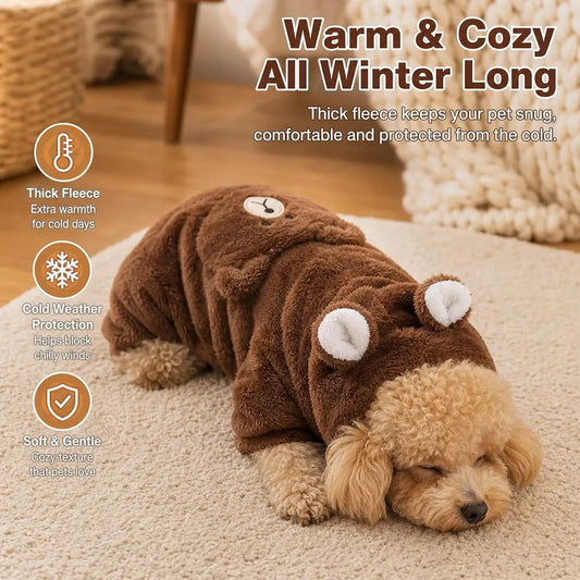 Teddy Bear Plush Pet Vest – Warm Fleece Sweater for Dogs & Cats
