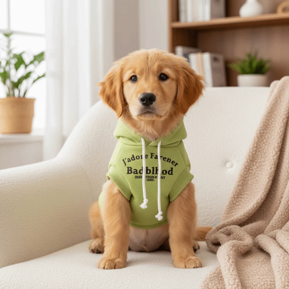 Letter Print Sleeveless Dog Hoodie – Soft Drawstring Pullover for Small Dogs