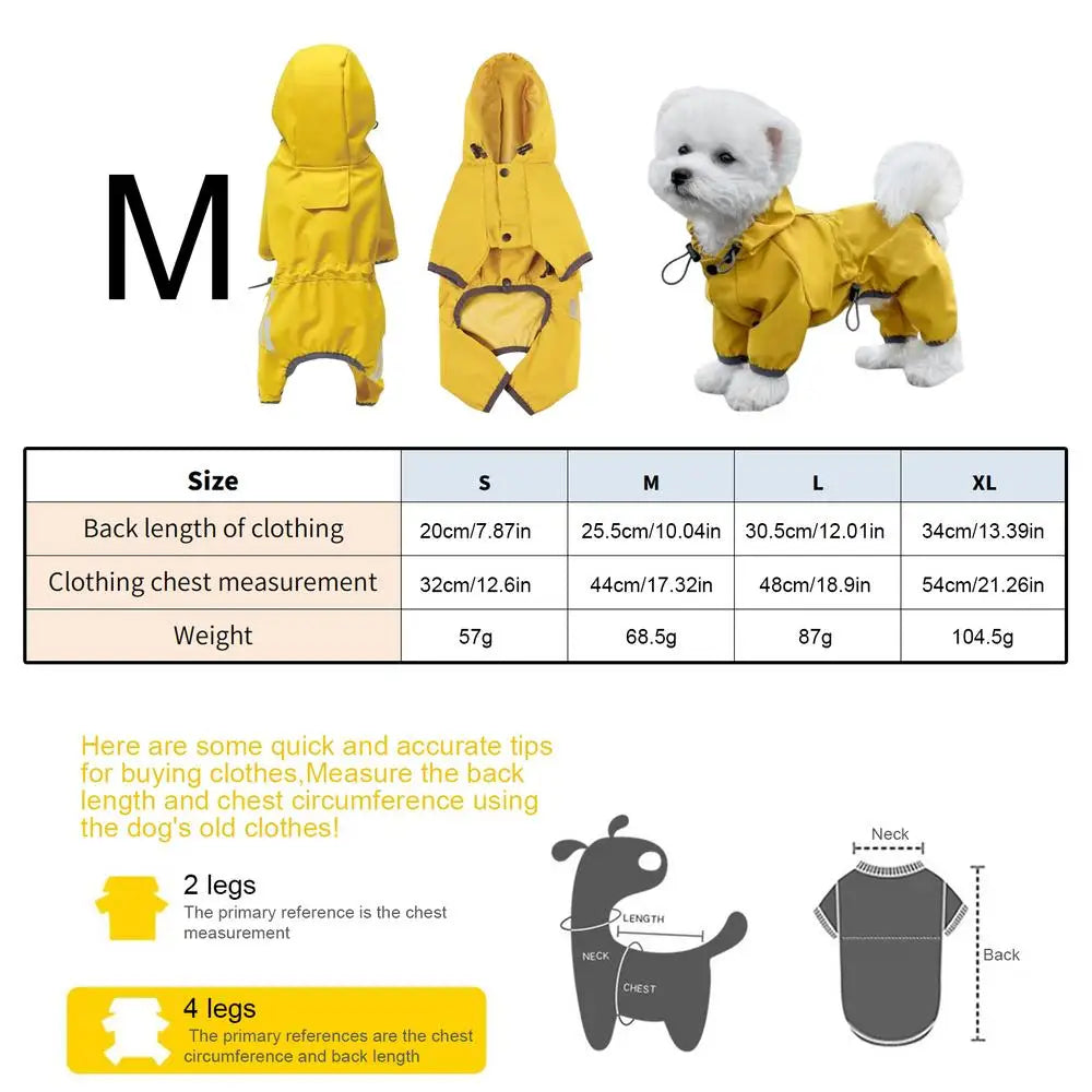 High-Visibility Waterproof Dog Raincoat – Adjustable Hooded Rain Jacket