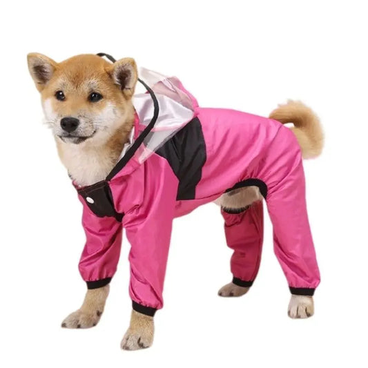Transparent Waterproof Pet Raincoat – Full-Body Hooded Rain Poncho for Dogs & Cats