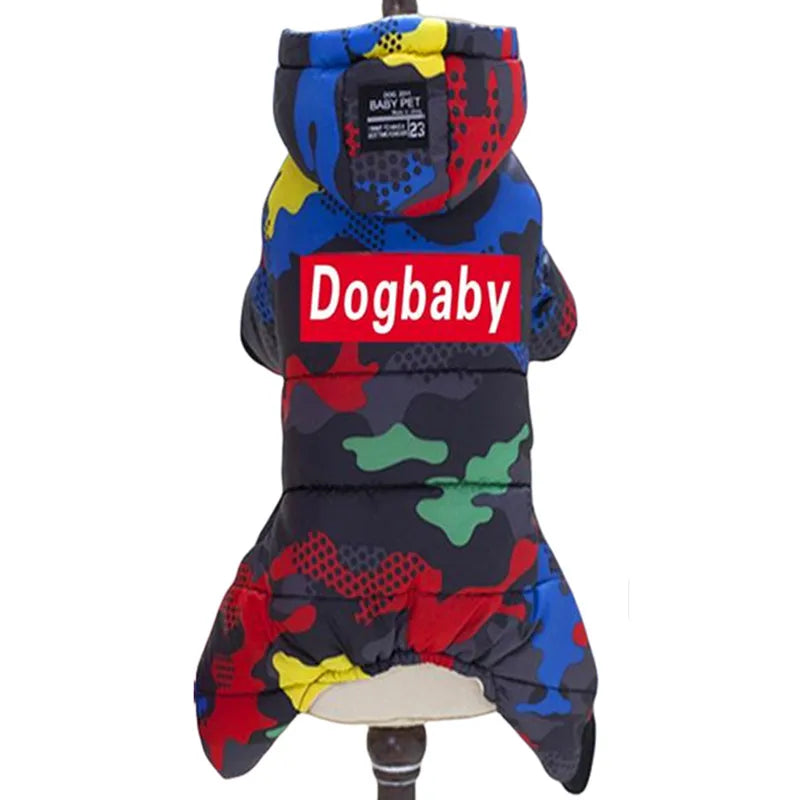 Thickened Waterproof Dog Winter Jumpsuit – Warm Hooded Coat for Small & Medium Dogs
