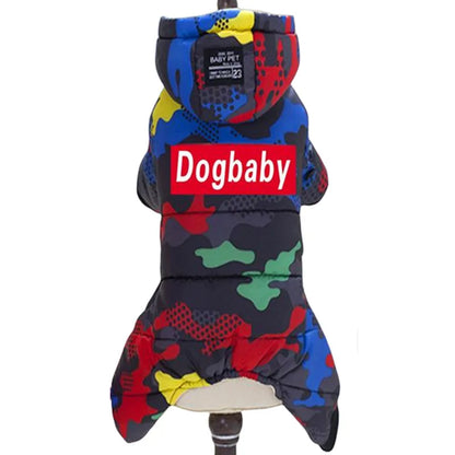 Thickened Waterproof Dog Winter Jumpsuit – Warm Hooded Coat for Small & Medium Dogs