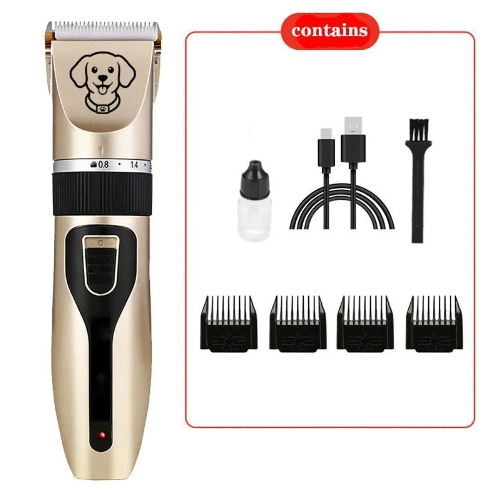 Professional USB Rechargeable Dog Hair Clippers – Silent 4-in-1 Pet Grooming Kit