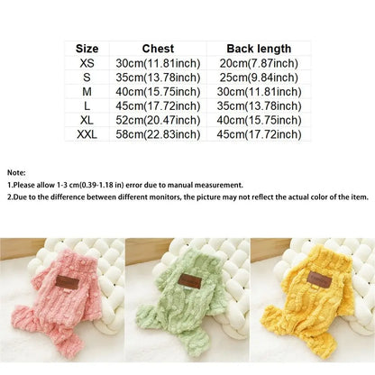 Thick Plush Dog Jumpsuit with D-Ring – Warm Four-Leg Winter Coat