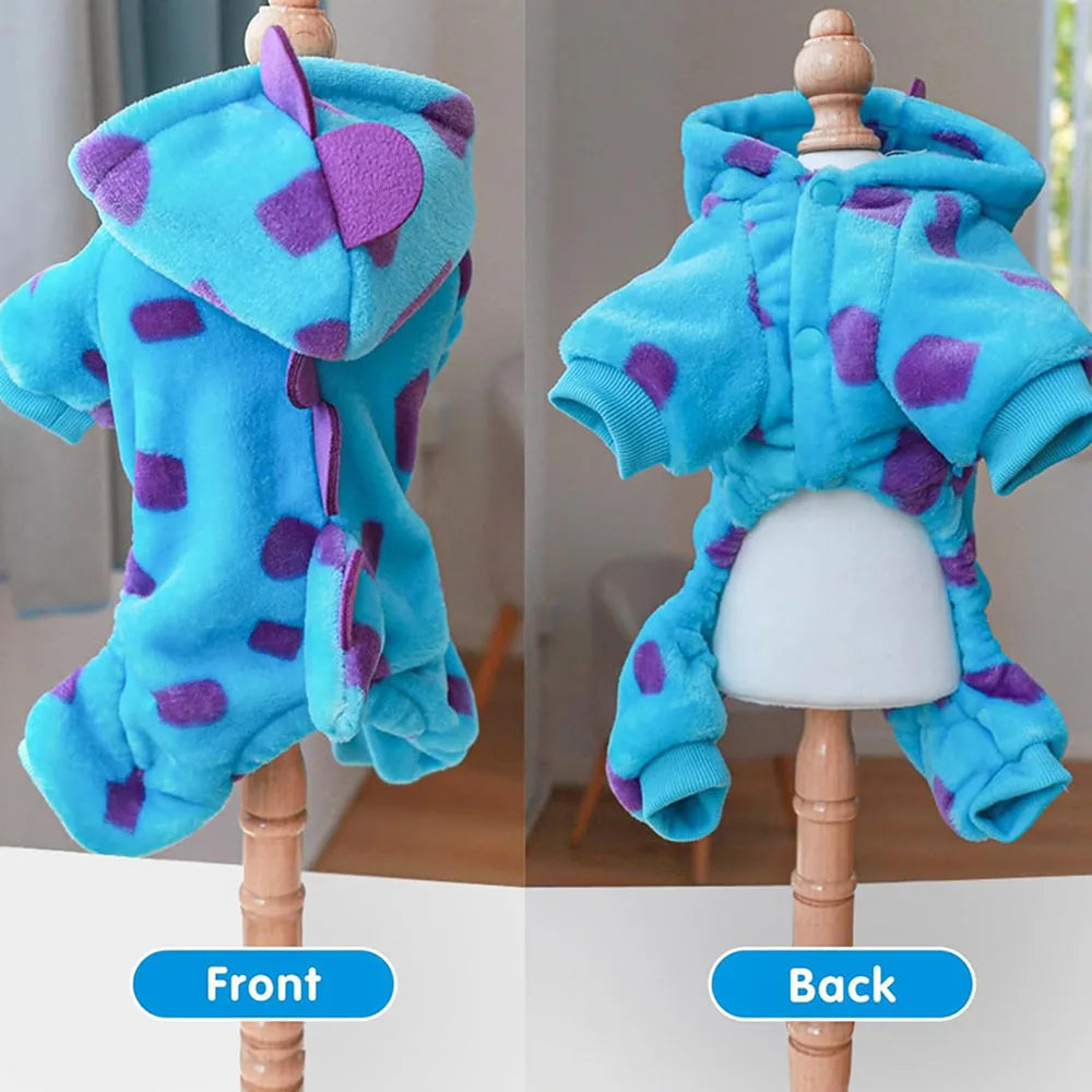 Dinosaur Fleece Pet Hoodie – Warm Halloween Costume for Dogs & Cats