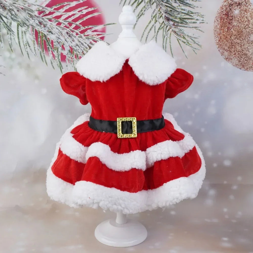 Cute Santa Christmas Pet Dress – Warm Holiday Costume