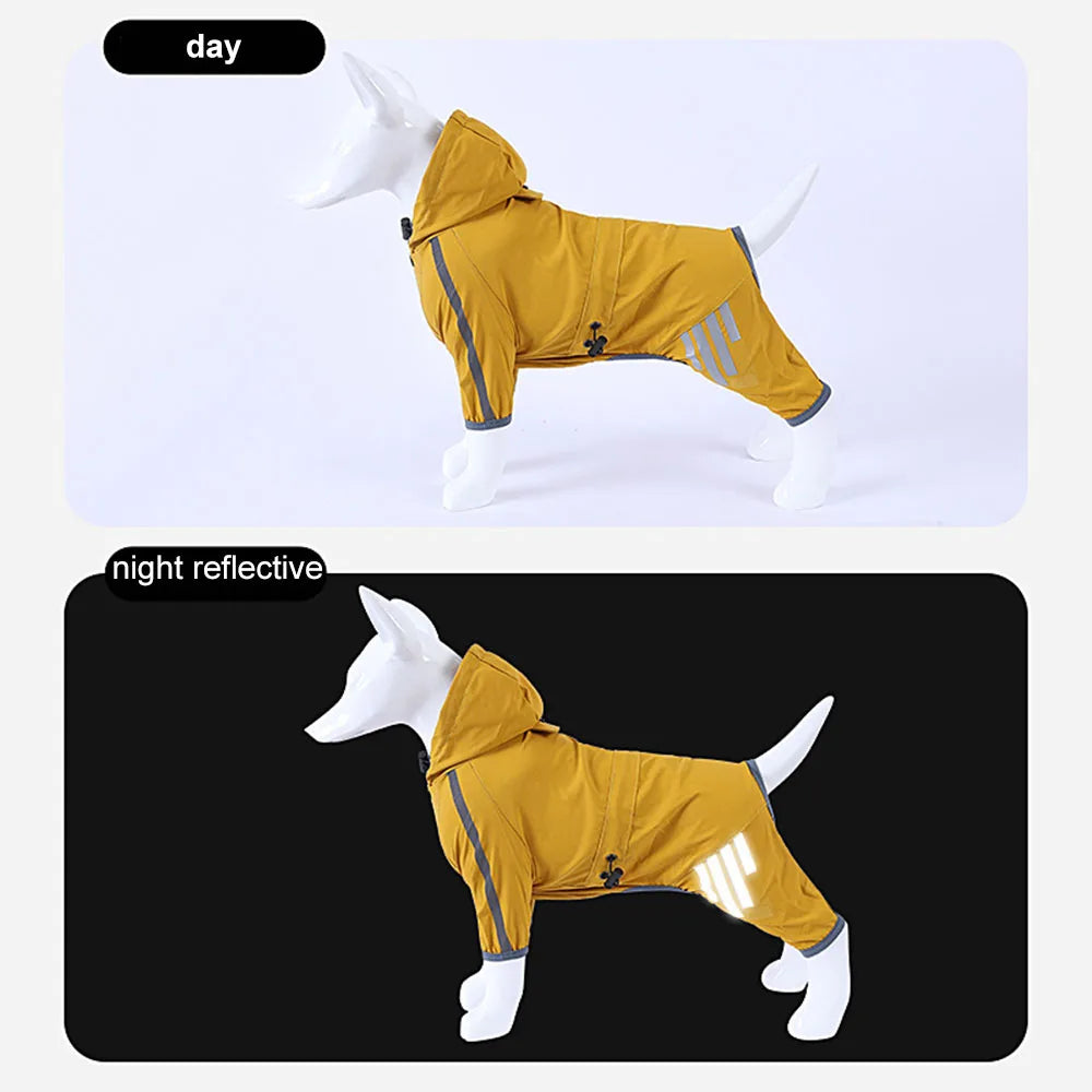 Lightweight Reflective Dog Rain Jacket – Waterproof Hooded Coat with Leash Hole