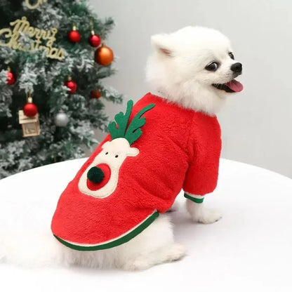 Christmas Reindeer Pet Hoodie – Warm Winter Costume