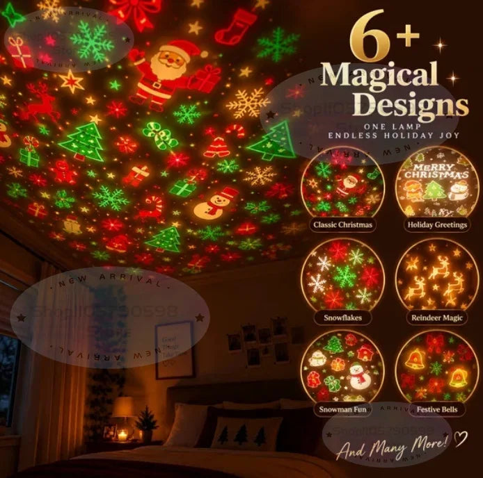 Christmas Projector Tree Light – USB Holiday Night Lamp with 6+ Festive Patterns