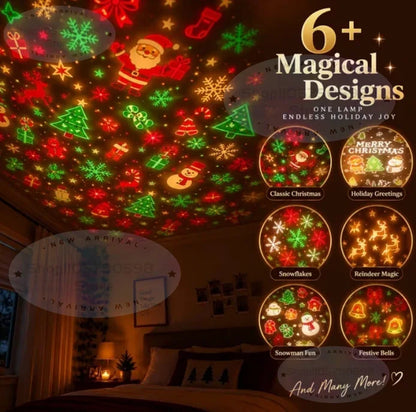 Christmas Projector Tree Light – USB Holiday Night Lamp with 6+ Festive Patterns